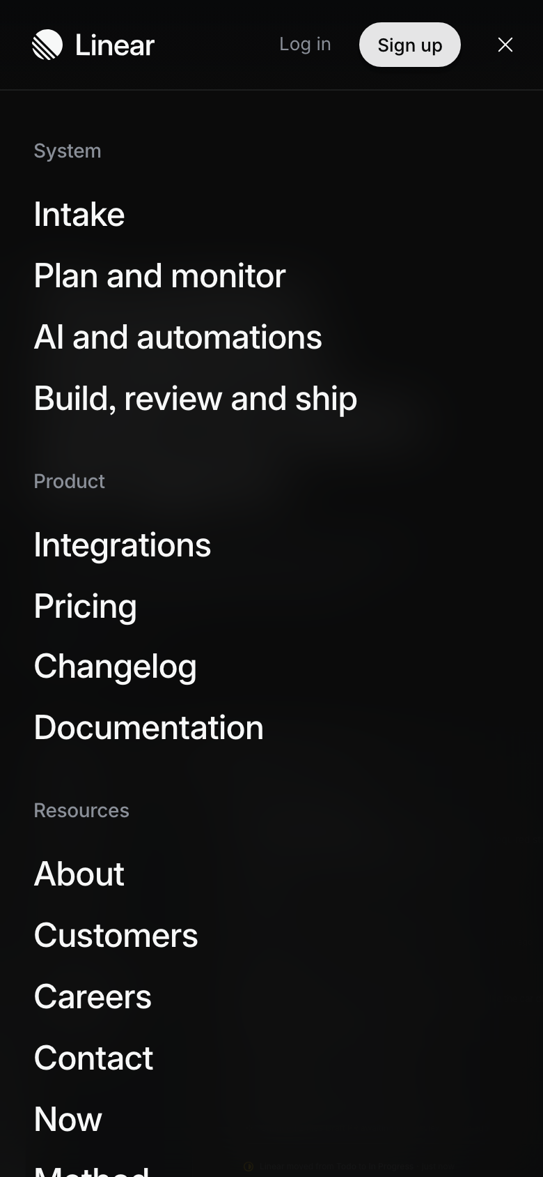 Mobile navigation open