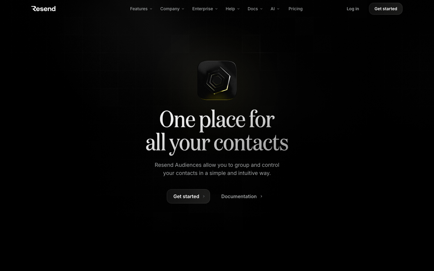 Audiences · Manage contacts easily · Resend