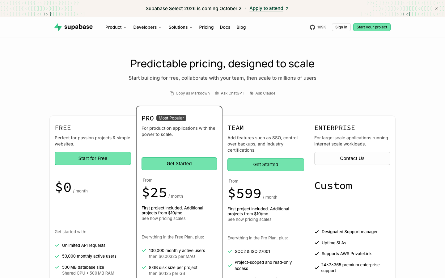 Pricing & Fees | Supabase